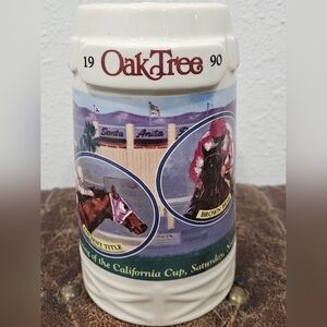 Vintage 1990 Santa Anita Oak Tree Horse Racing Beer Stein Mug Inaugural Running